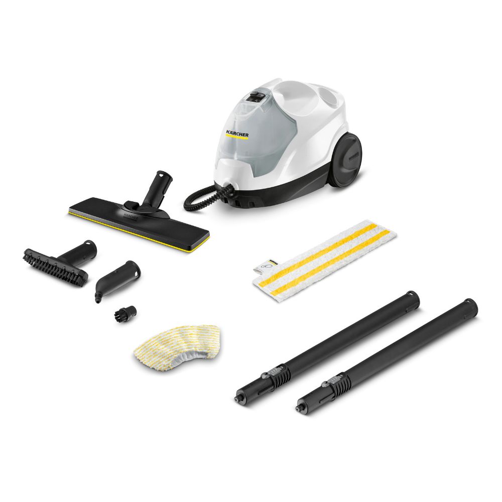 The steam cleaner with everything that comes with it